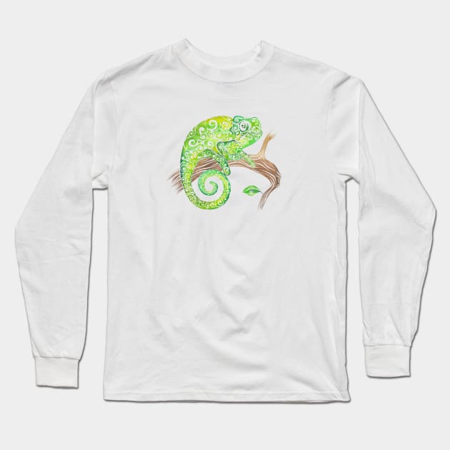 Swirly Chameleon Long Sleeve T-Shirt by VectorInk